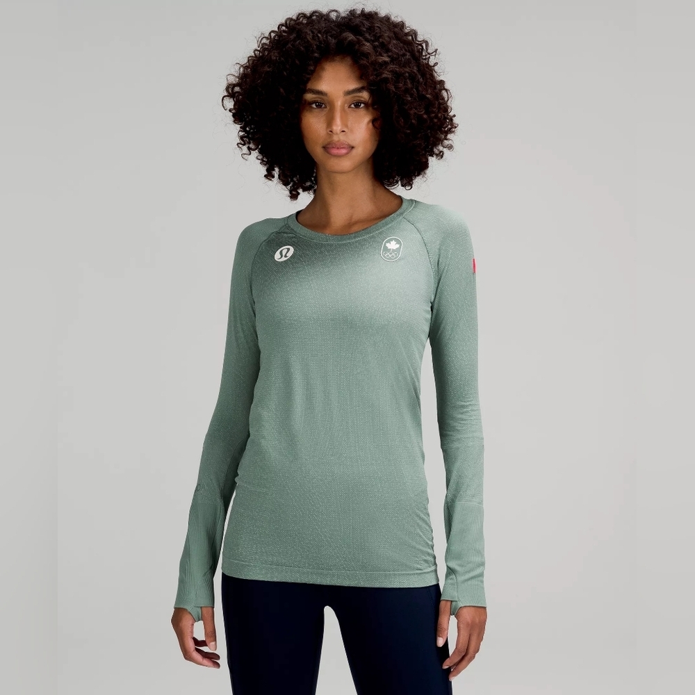 Lululemon Team Canada Olympics Swiftly Tech LS Sage 2.0 COC ~ Size 10